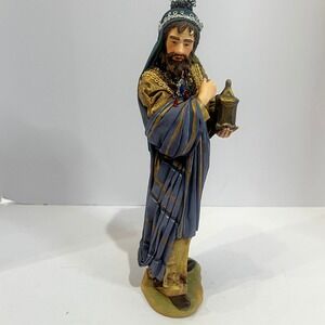 Vintage Religious Figurine Wise Man Nativity King Holding Lantern Statue Decor